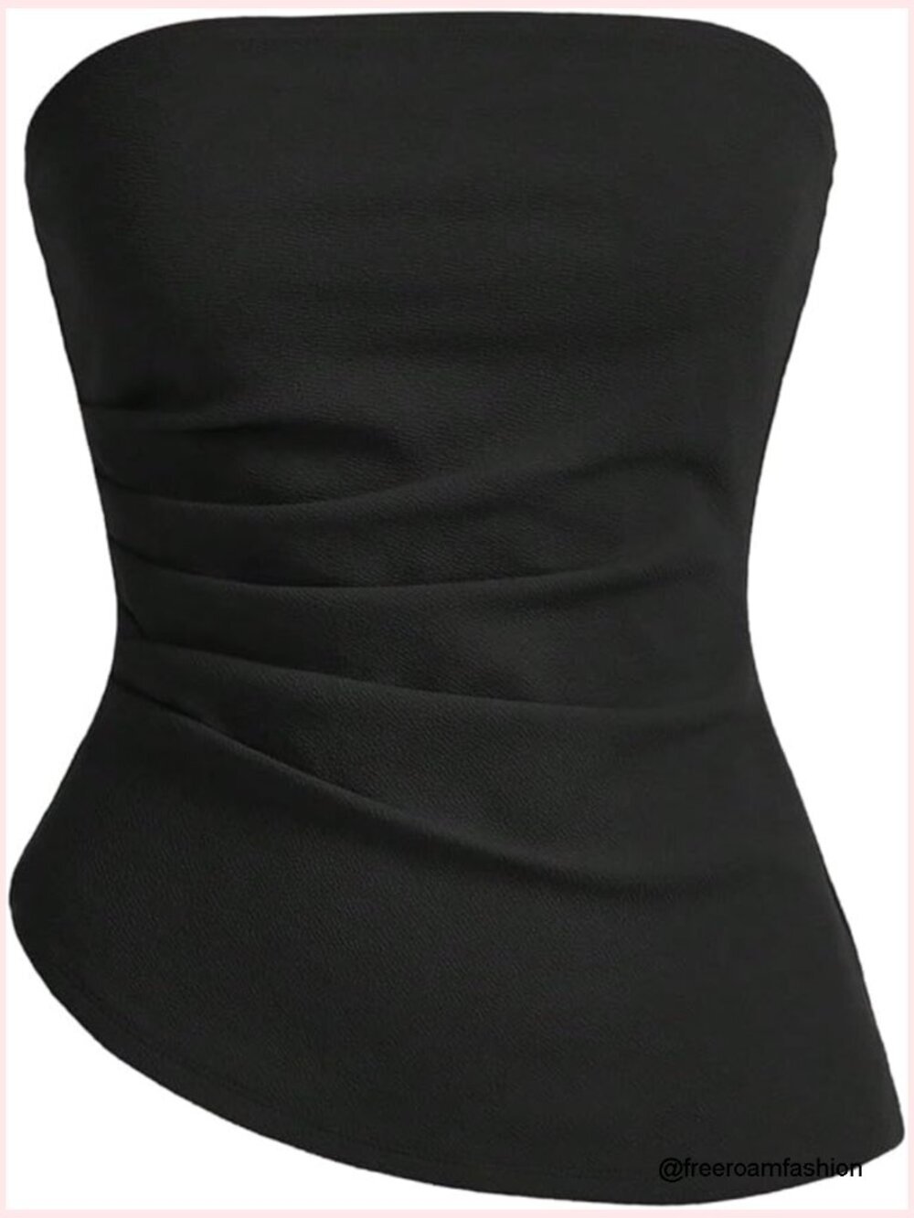 Strapless Tube Top Asymmetrical Hem Ruched Bandeau Going Out Top